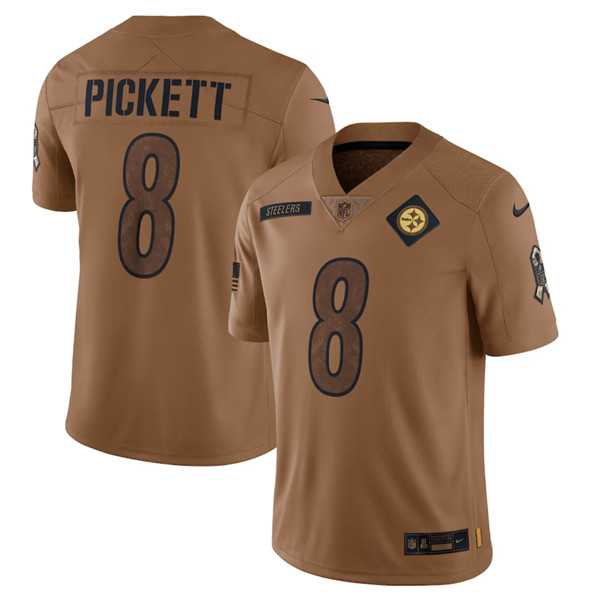 Men%27s Pittsburgh Steelers #8 Kenny Pickett 2023 Brown Salute To Service Limited Football Stitched Jersey Dyin->pittsburgh steelers->NFL Jersey